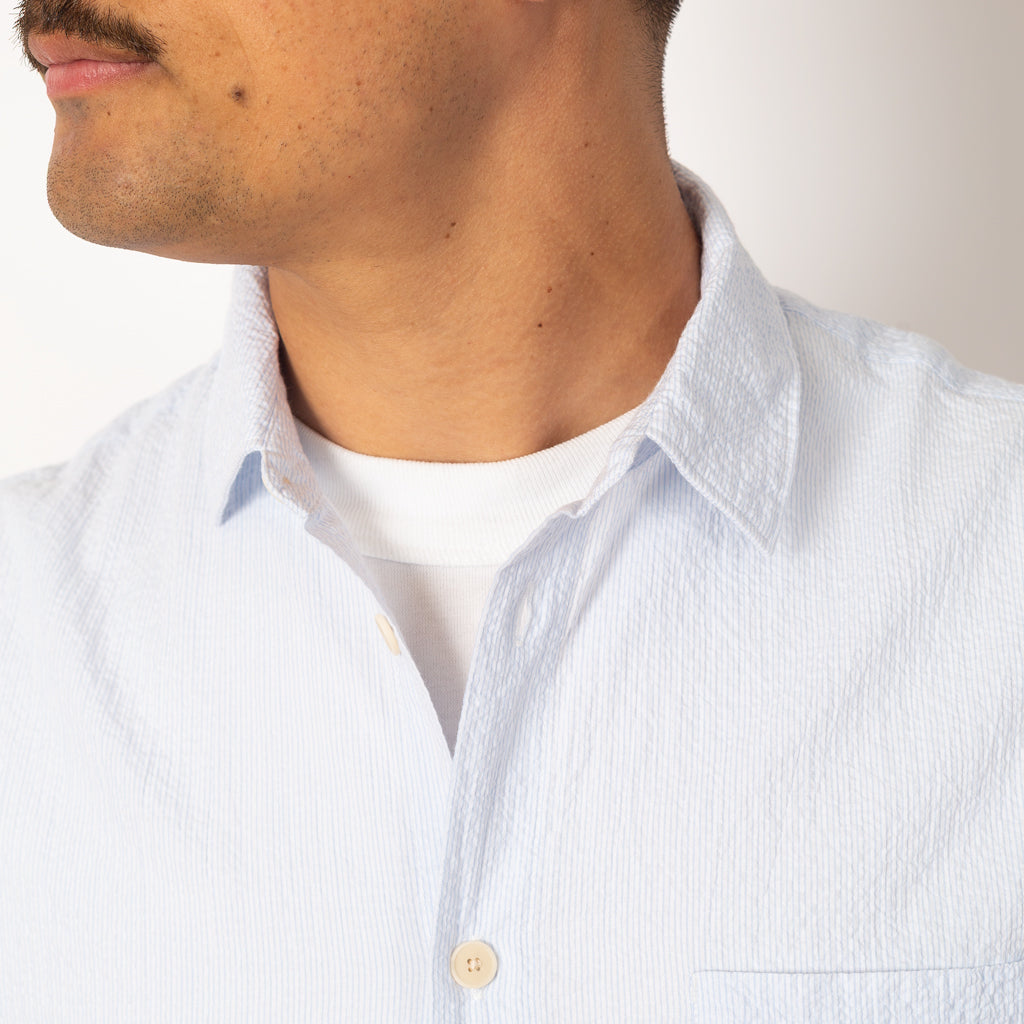 Relaxed Fit Shirt - Blue Micro Stripe