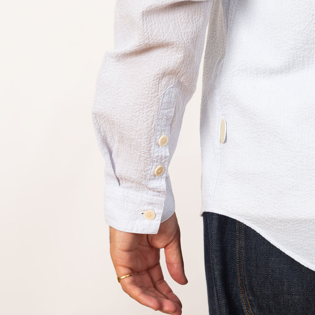 Relaxed Fit Shirt - Blue Micro Stripe