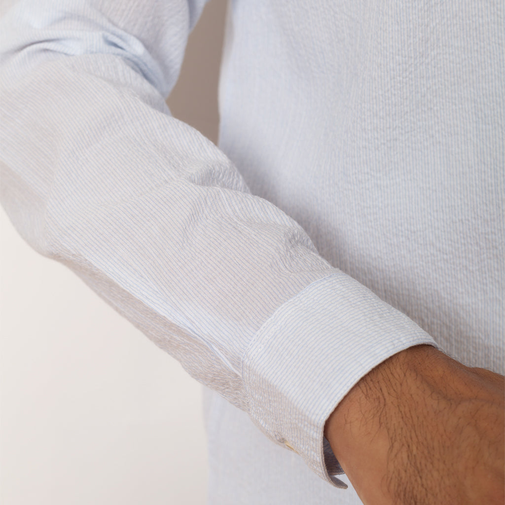 Relaxed Fit Shirt - Blue Micro Stripe