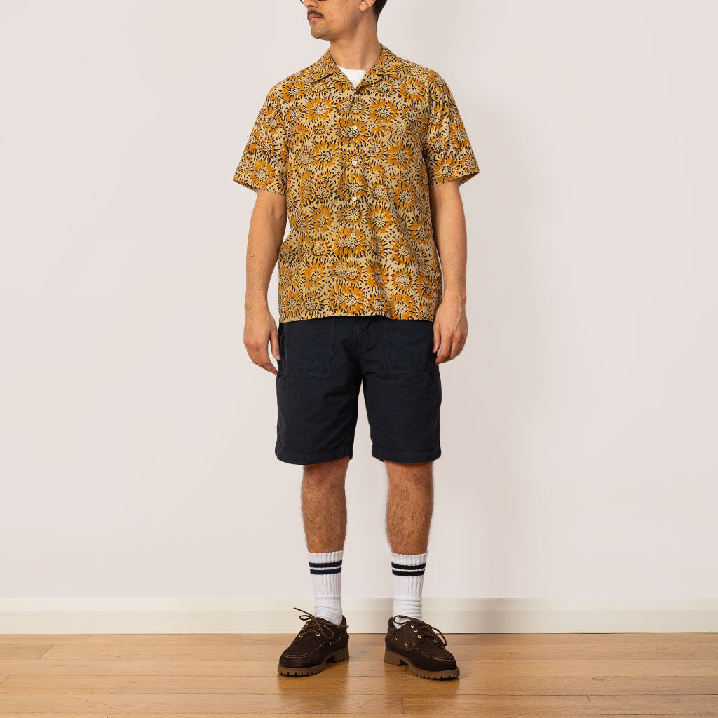 Open Collar Shirt - Yellow Sun Flower