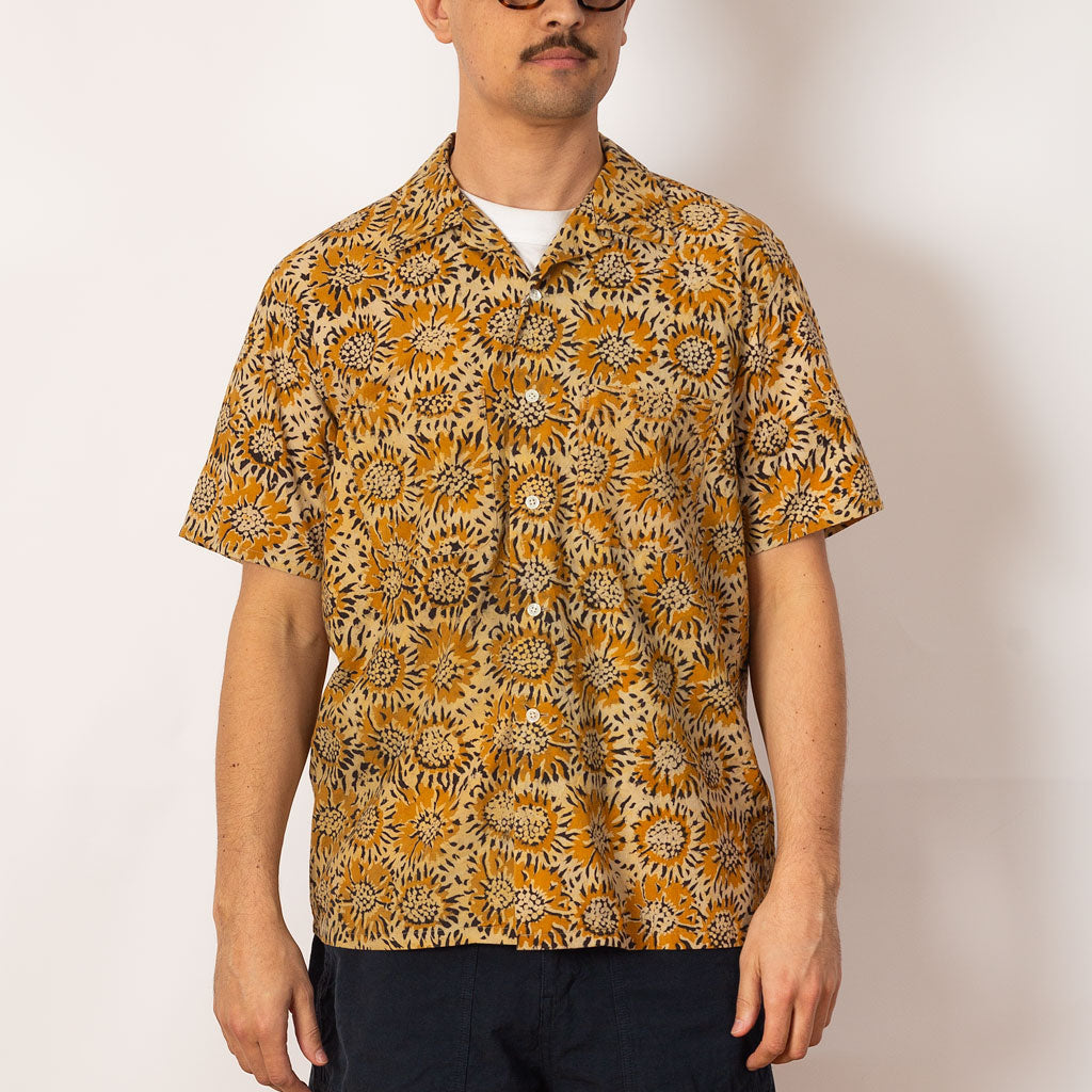 Open Collar Shirt - Yellow Sun Flower