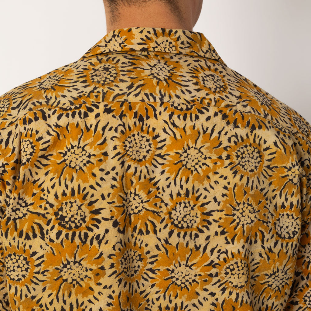 Open Collar Shirt - Yellow Sun Flower