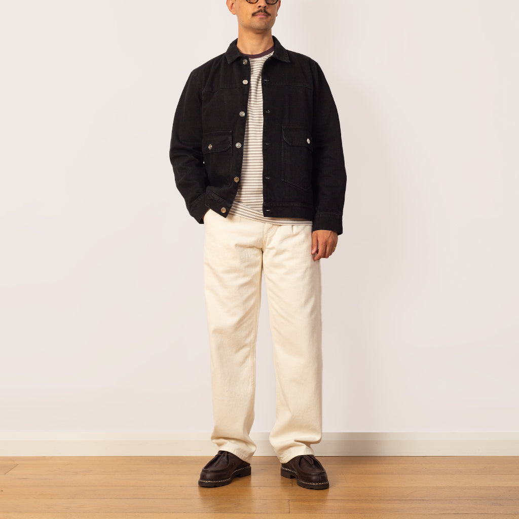 Full Button Denim Jacket - Rinsed Black