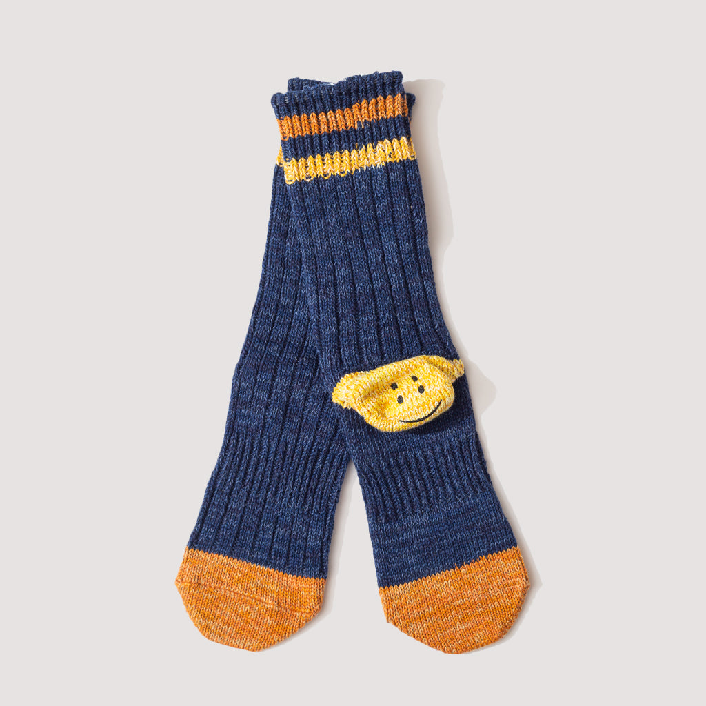 Rainbow Happy Heel Socks - Navy