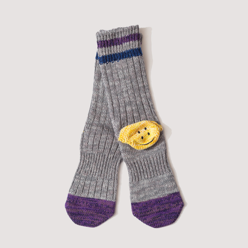 Rainbow Happy Heel Socks - Grey