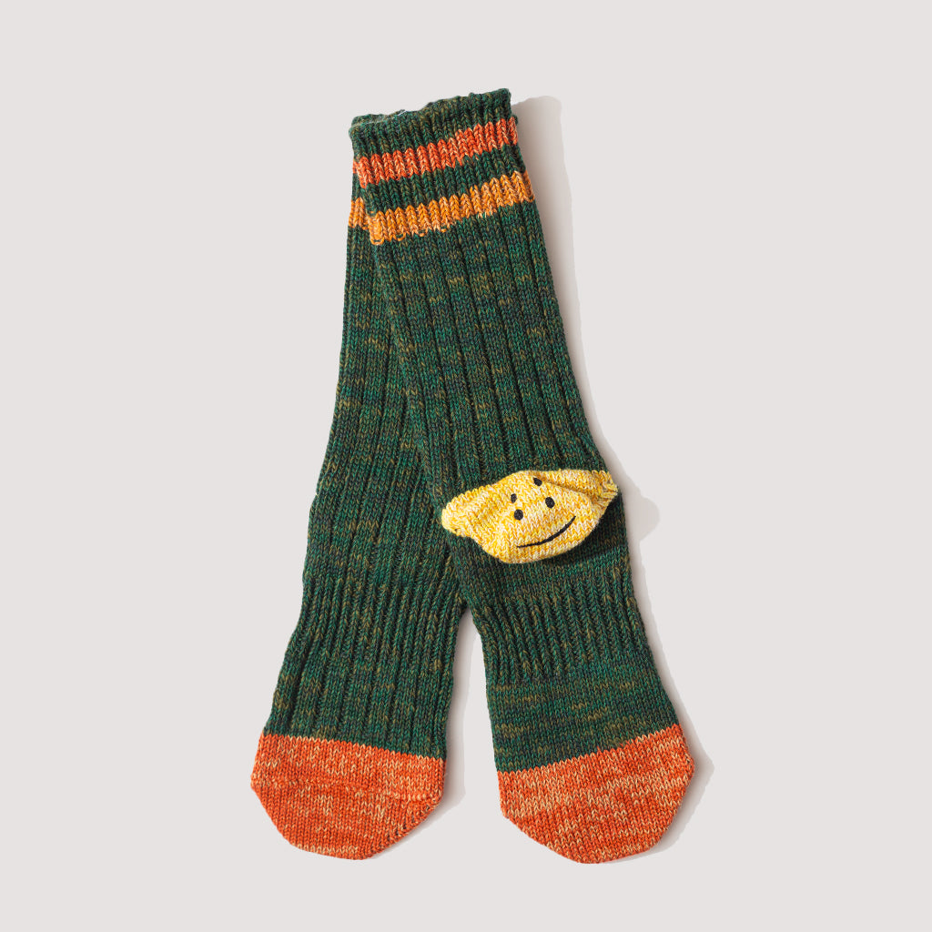 Rainbow Happy Heel Socks - Green