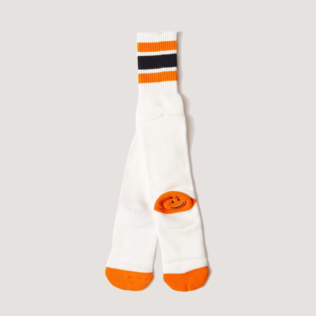 Happy Heel Skaters Knee High Socks - White/Orange