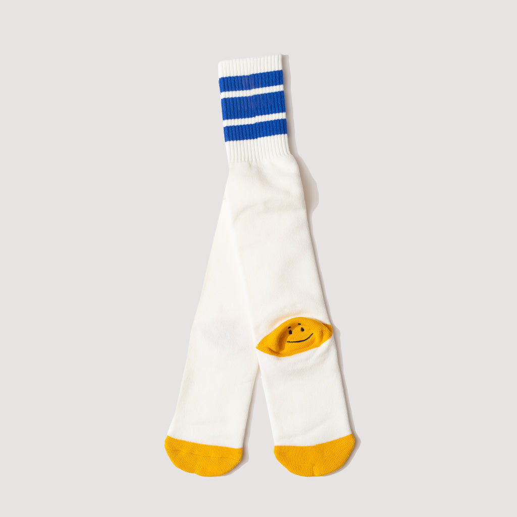 Happy Heel Skaters Knee High Socks - White/Blue