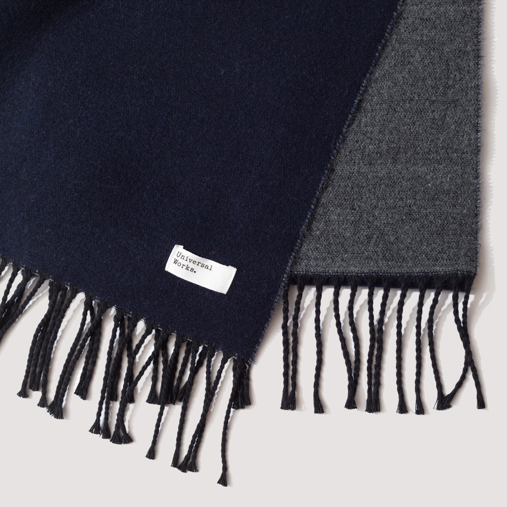 Double Faced Scarf - Navy Grey