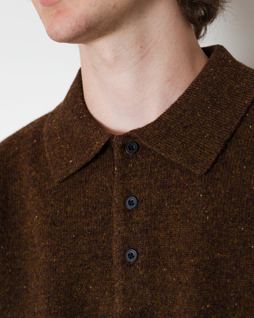 Knit Polo Nep 9G - Brown