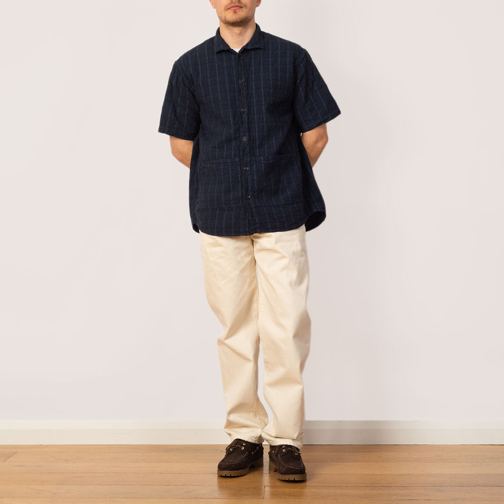 Short Sleeve Flipped Collar Shirt - Hadal Blue