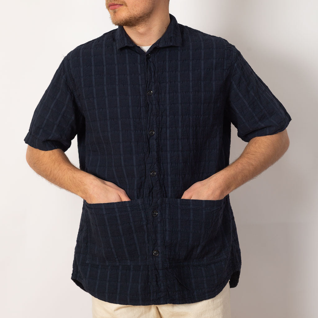 Short Sleeve Flipped Collar Shirt - Hadal Blue