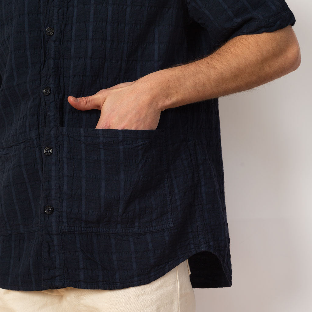 Short Sleeve Flipped Collar Shirt - Hadal Blue