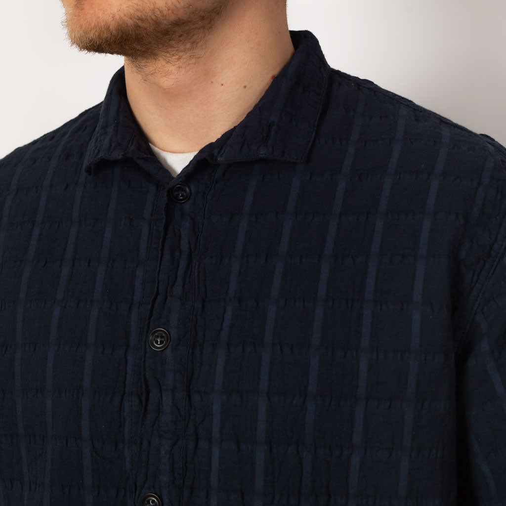 Short Sleeve Flipped Collar Shirt - Hadal Blue
