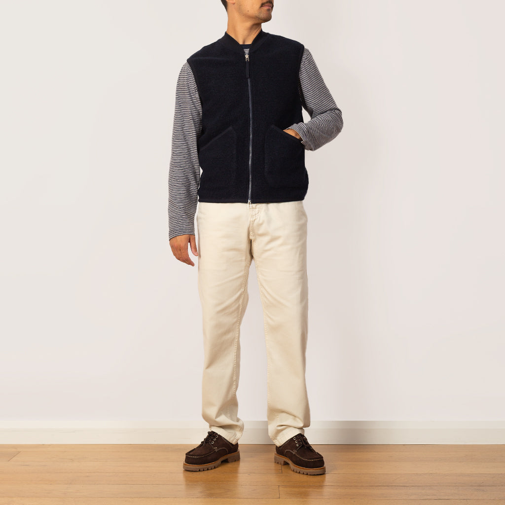 Wool Fleece Zip Waistcoat - Navy
