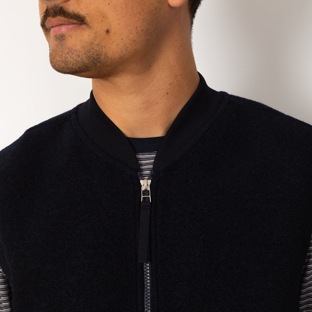 Wool Fleece Zip Waistcoat - Navy