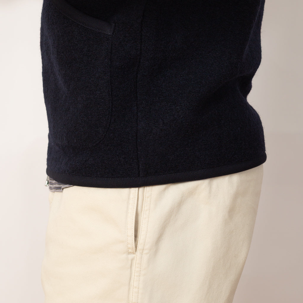 Wool Fleece Zip Waistcoat - Navy