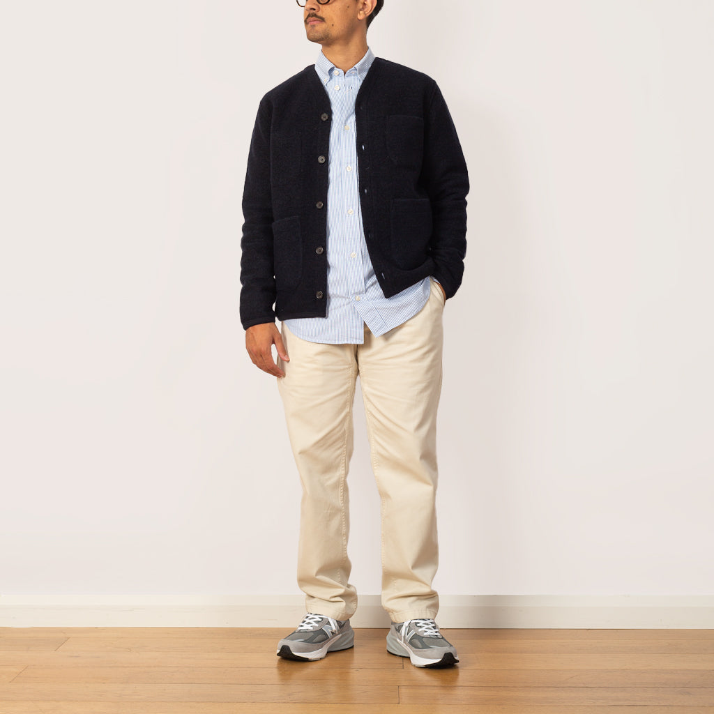 Wool Fleece Cardigan - Navy