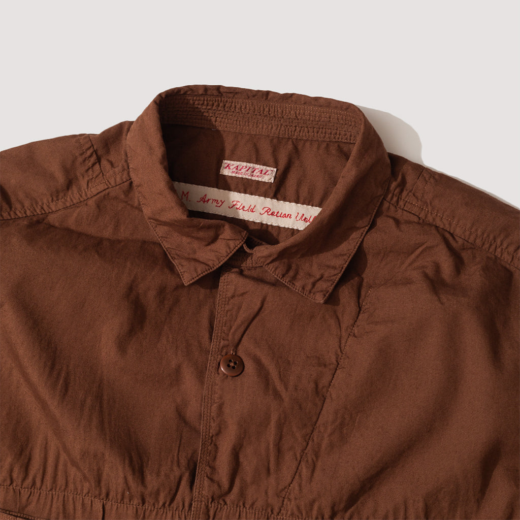 Broad Cloth Anorak Shirt - Brown