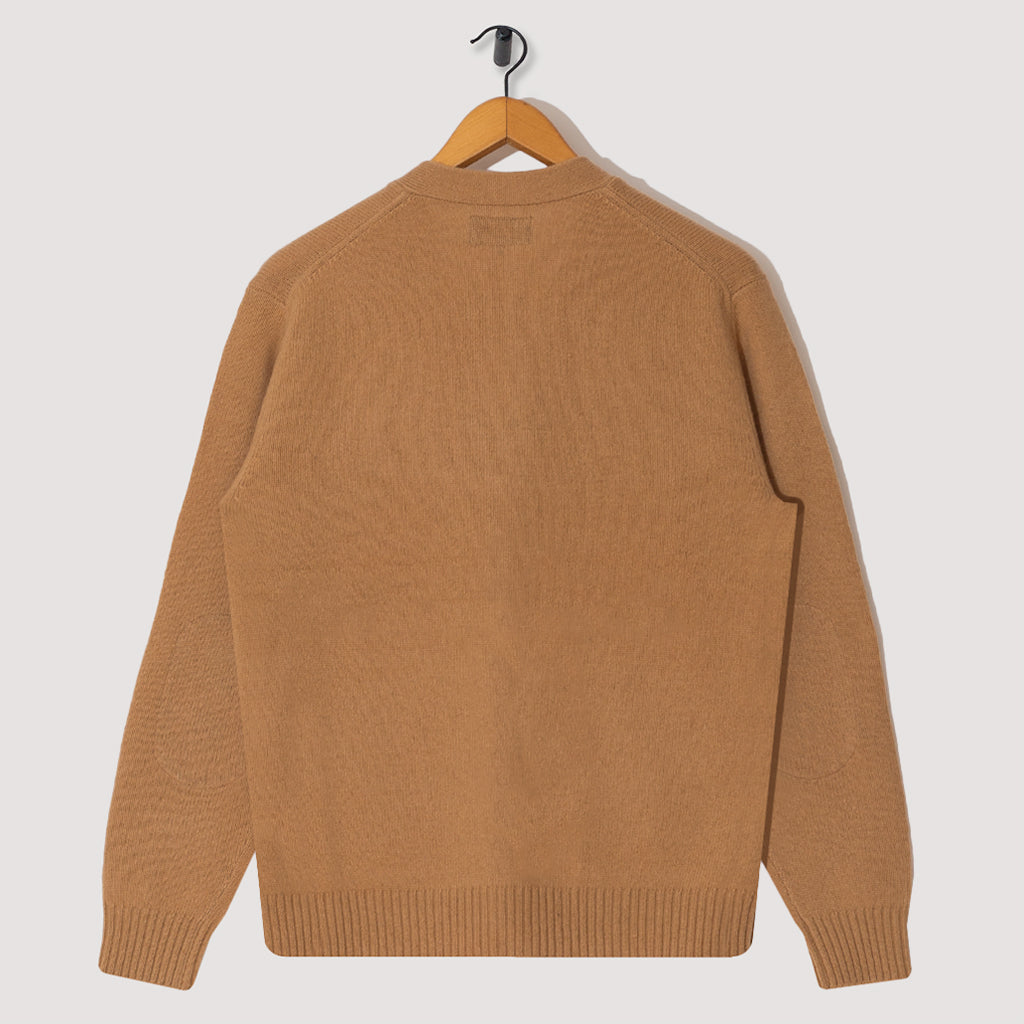7G Elbow Patch Cardigan - Beige