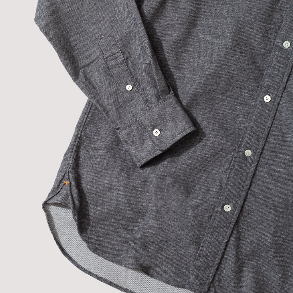 Button Down Flannel Solid Shirt - Grey