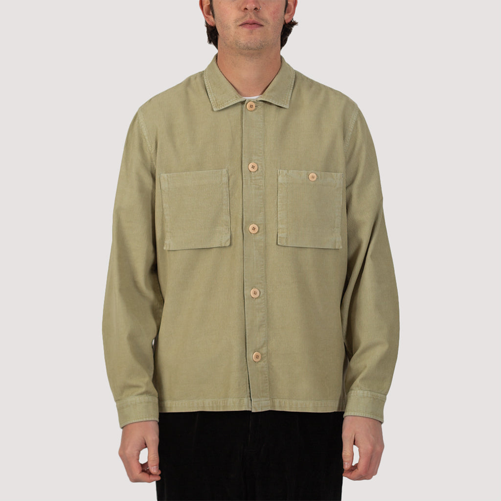 Patch Overshirt - Sage Green Microcheck Cord