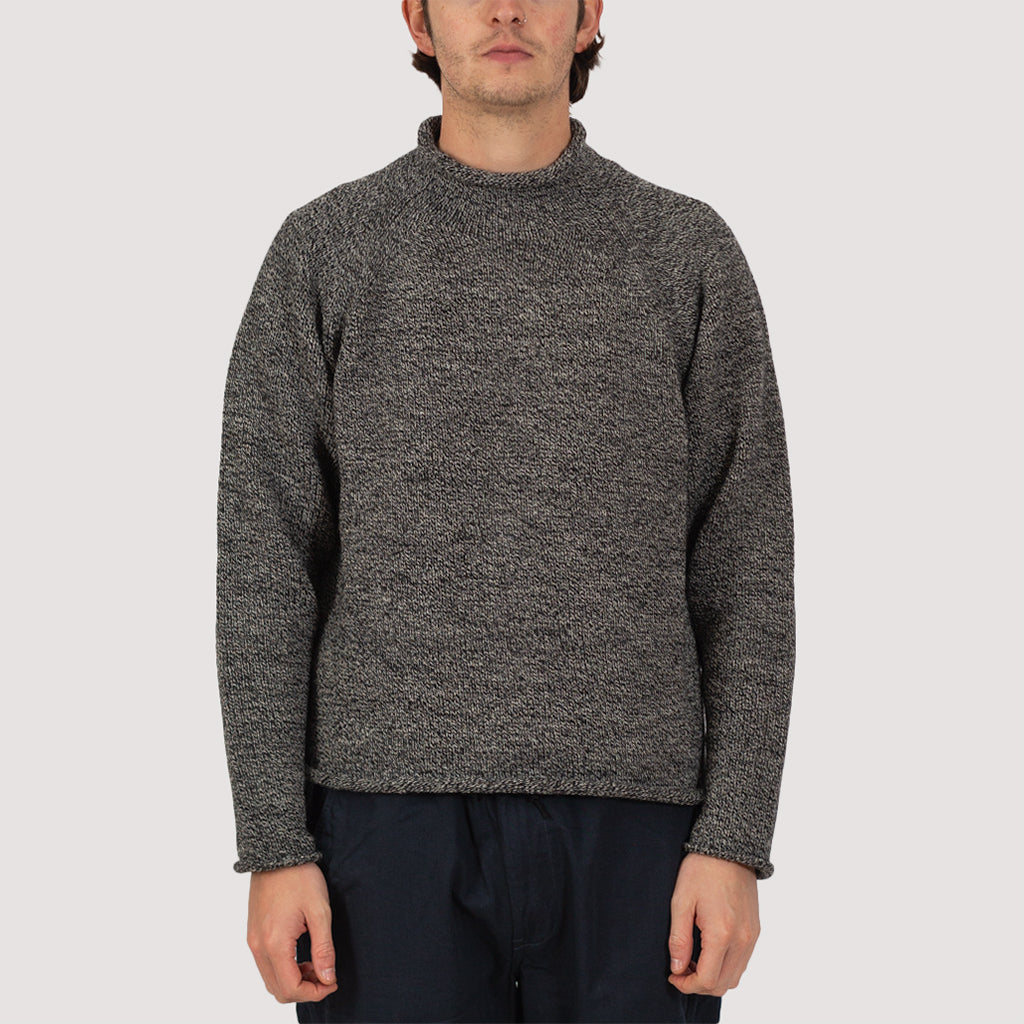 Roll Neck Nep Knit - Mix Black
