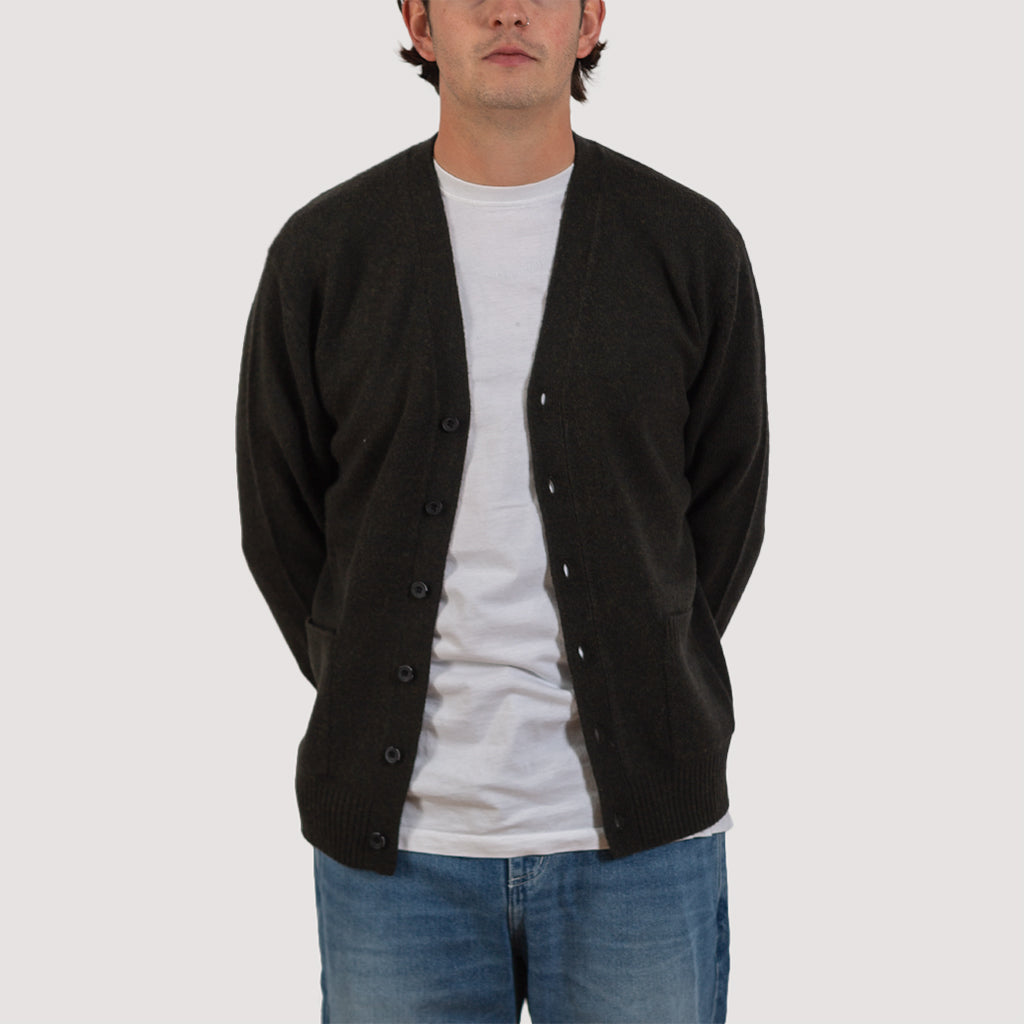 7G Elbow Patch Cardigan - Olive