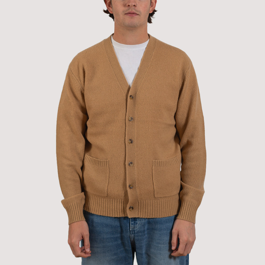 7G Elbow Patch Cardigan - Beige