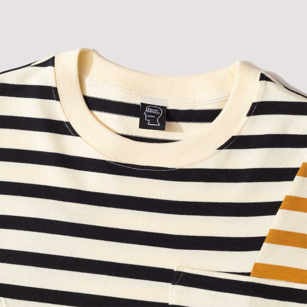 Organic Paneled Stripe S/S T-Shirt - Cream Multi