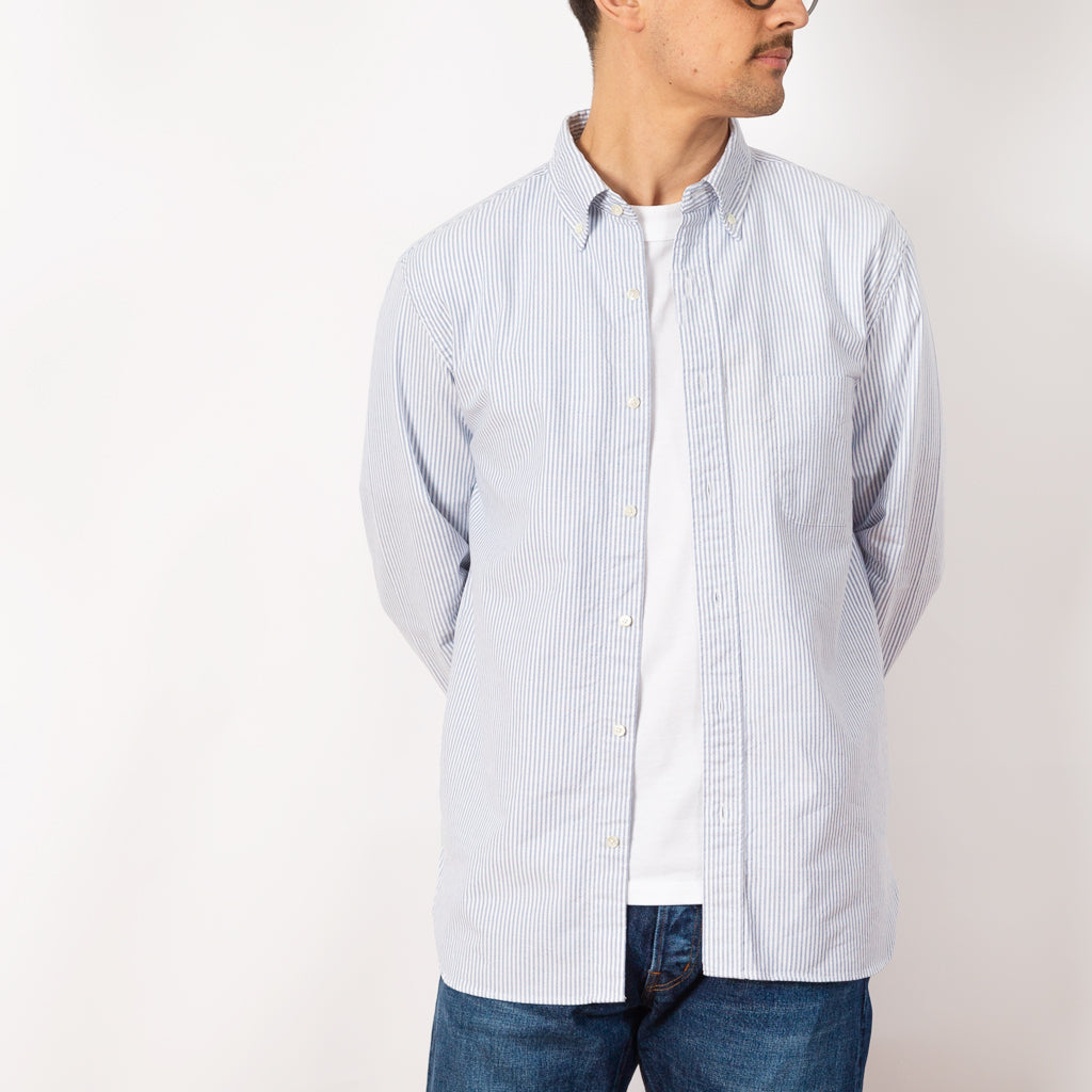 Button Down Candy Stripe Oxford Shirt - Blue