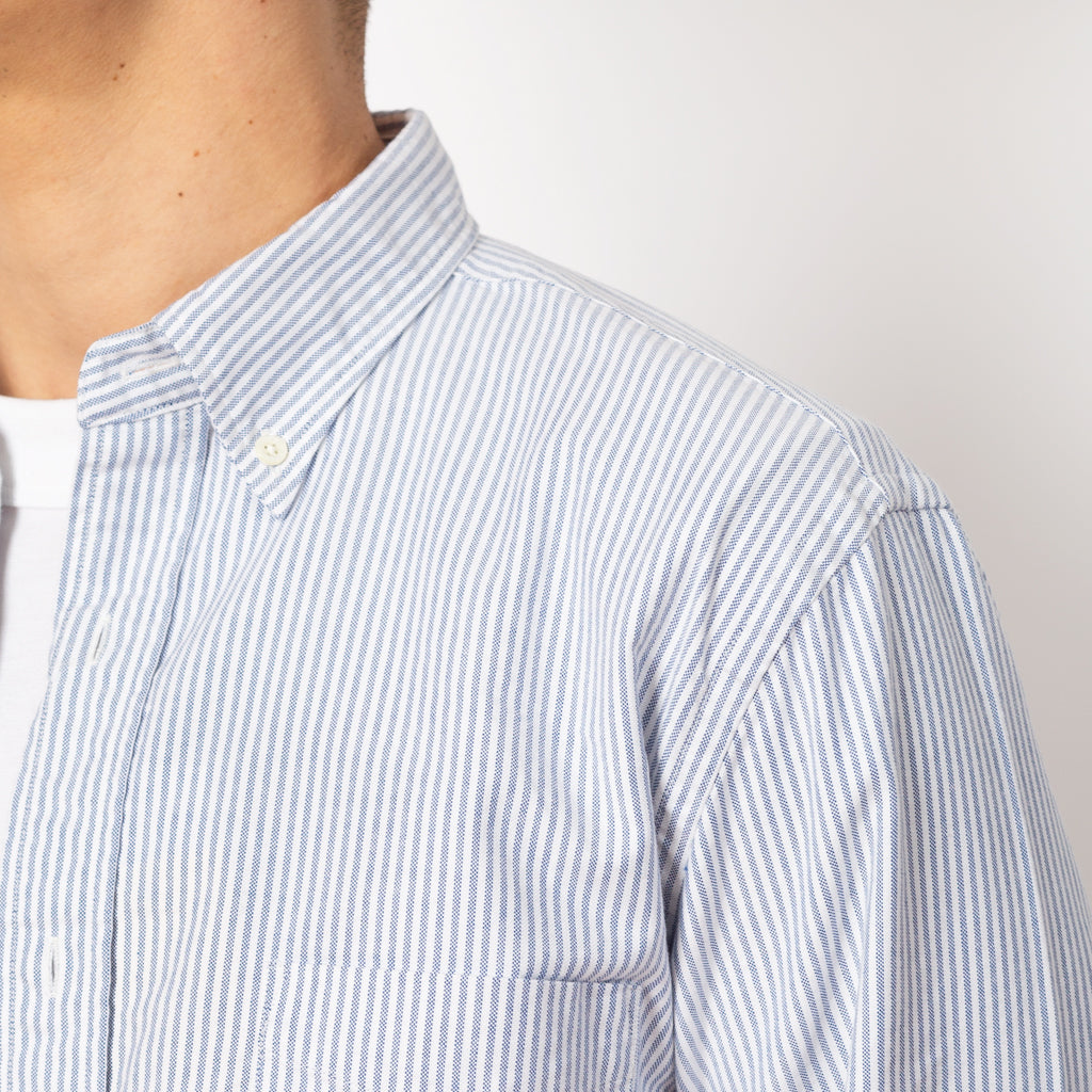 Button Down Candy Stripe Oxford Shirt - Blue