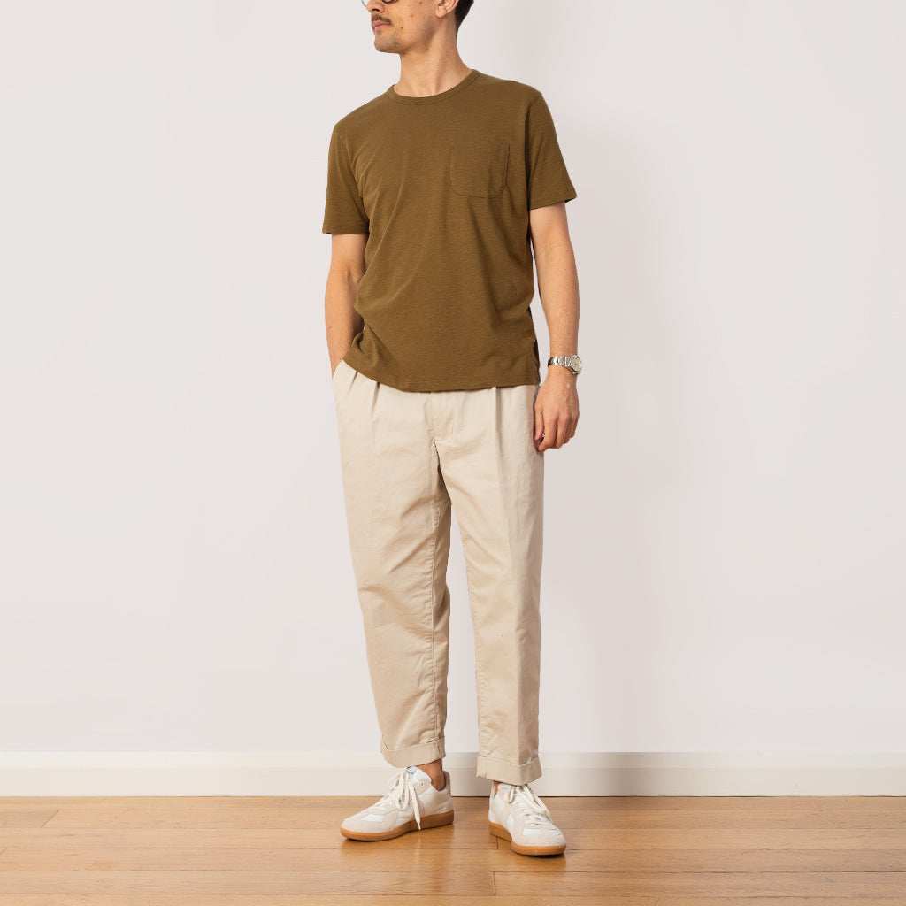 2 Pleat Twill Trouser - Cement