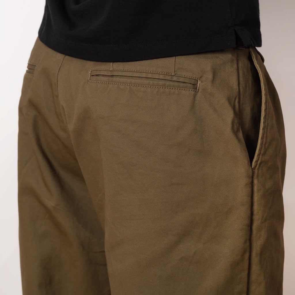 2 Pleat Twill Trouser - Olive