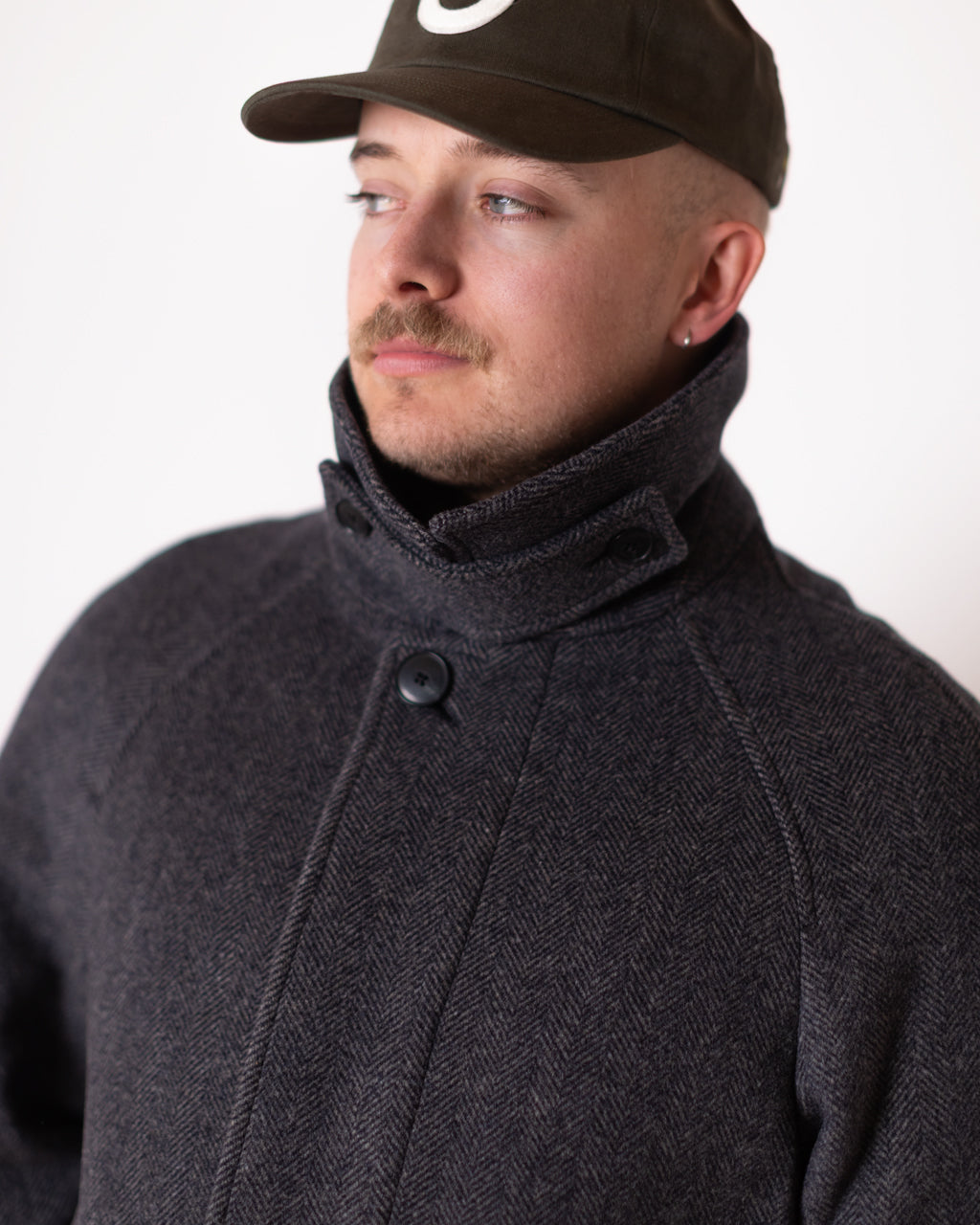 Installation Coat - Dark Grey Herringbone Wool