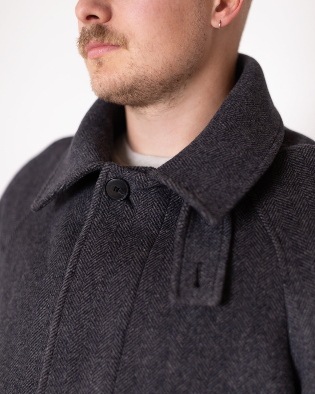 Installation Coat - Dark Grey Herringbone Wool