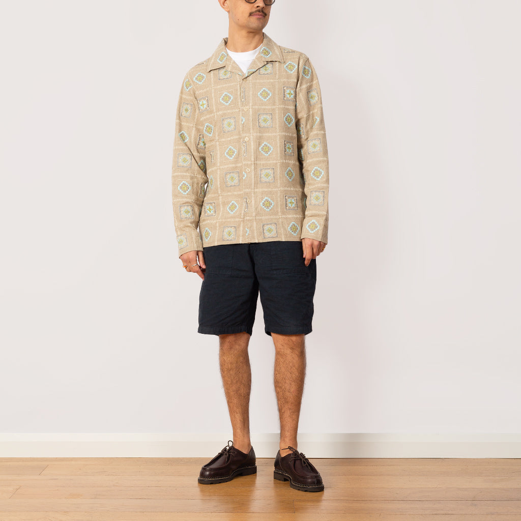 Julio L/S Shirt - Oatmeal Linen Embroidery
