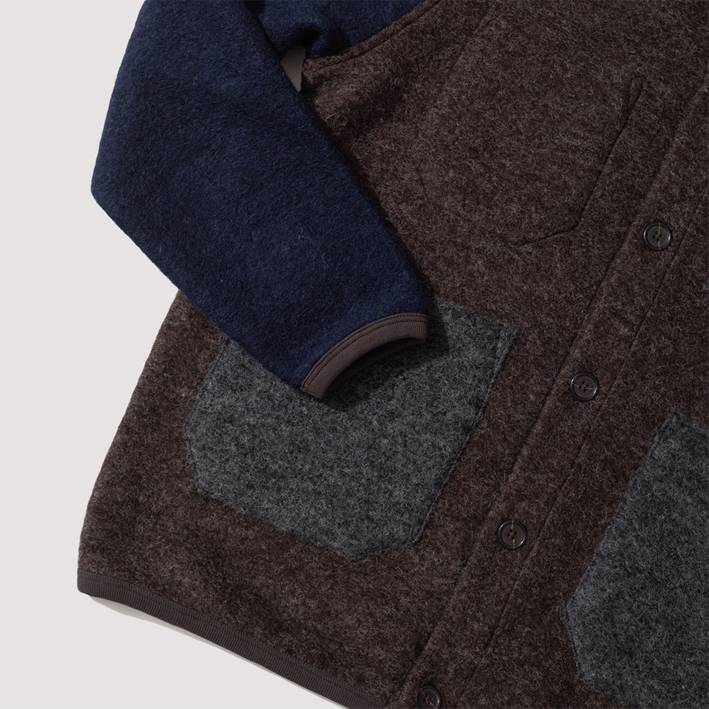 Wool Fleece Cardigan - Mixed Brown