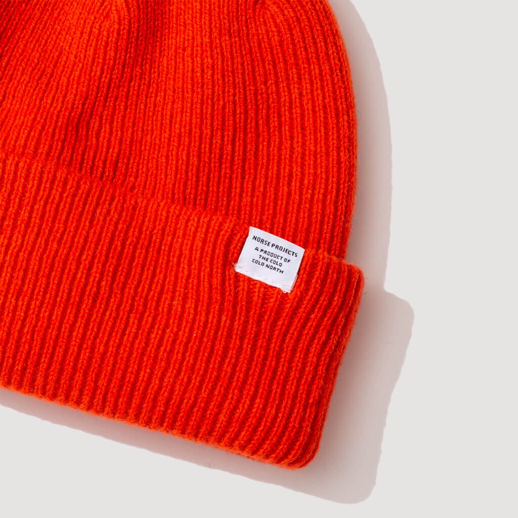 Merino Lambswool Beanie - Blood Orange