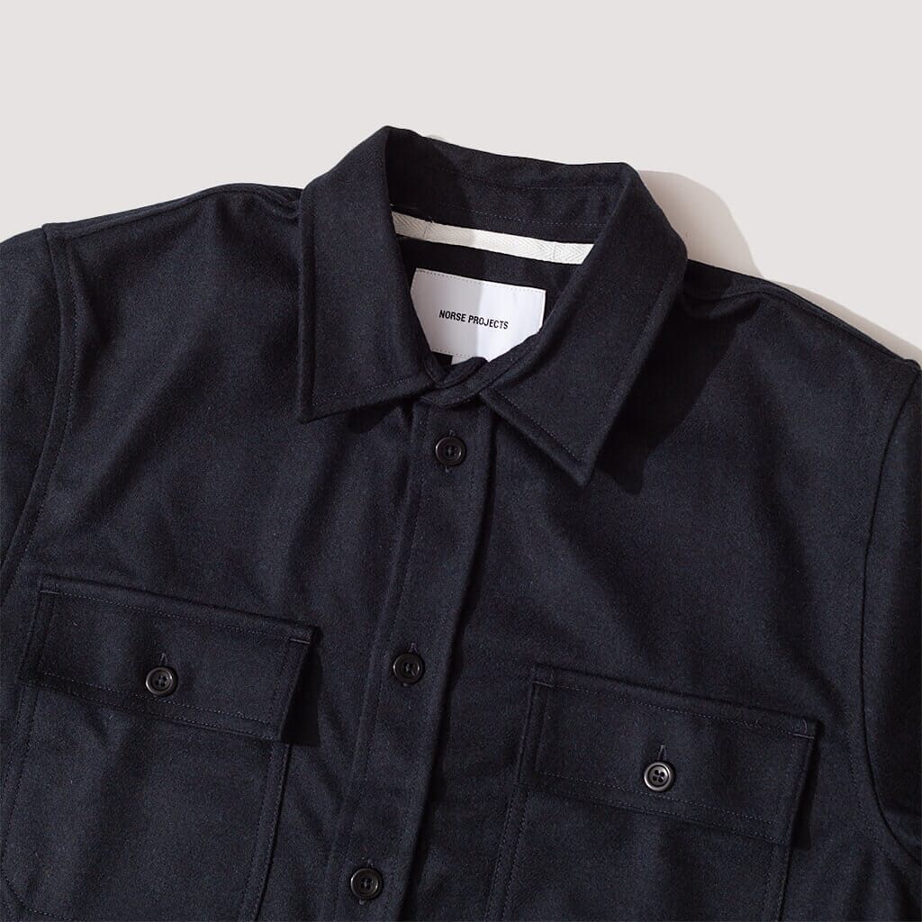 Silas Wool Overshirt - Dark Navy