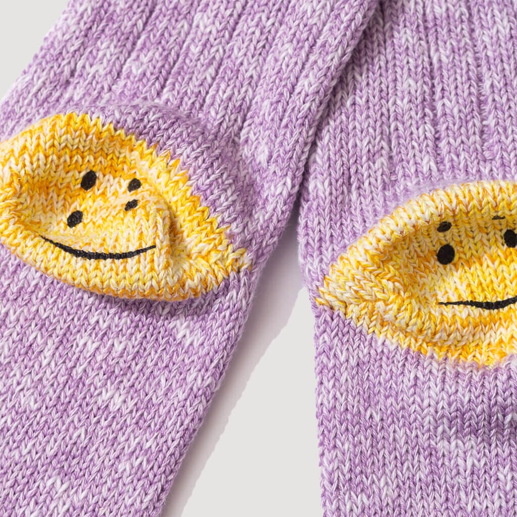 Rainbowy Happy Heel Socks - Purple