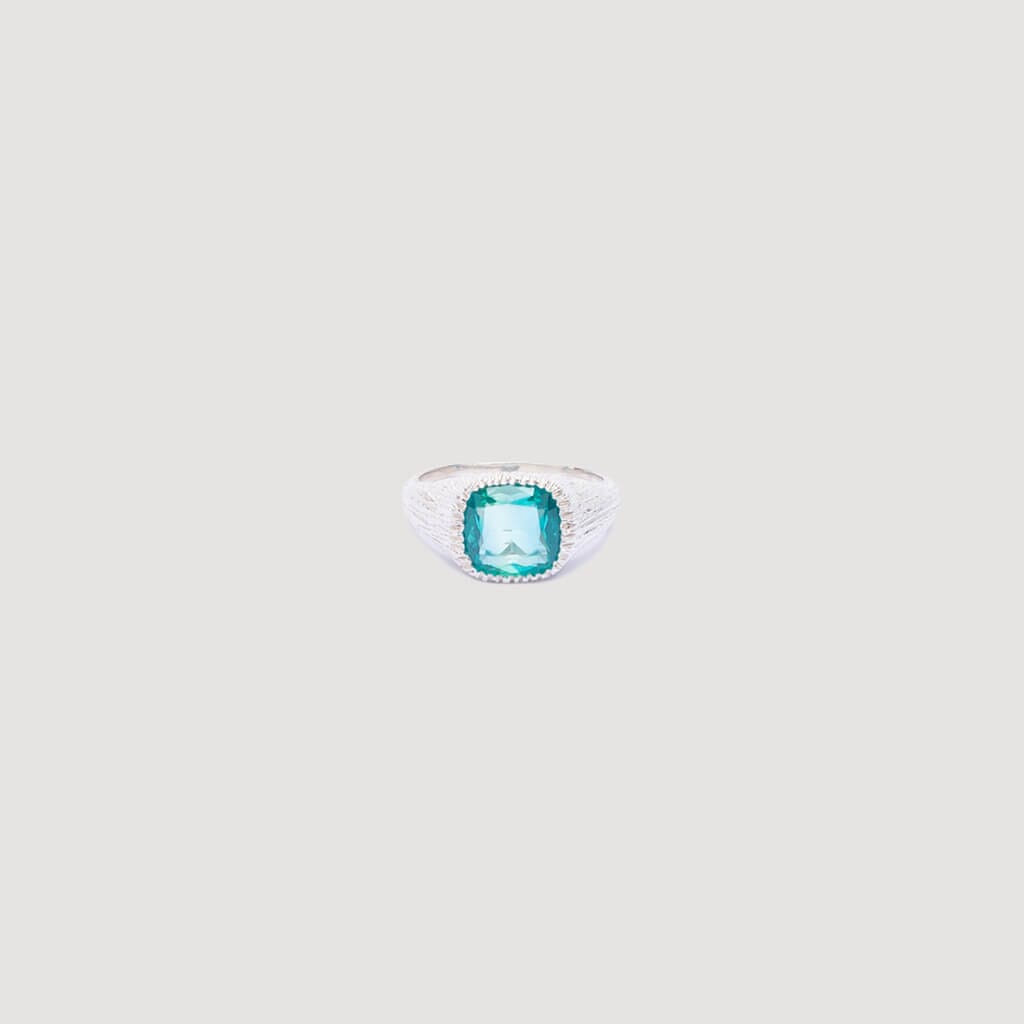 Teal Natures Smile Signet - Silver (925)