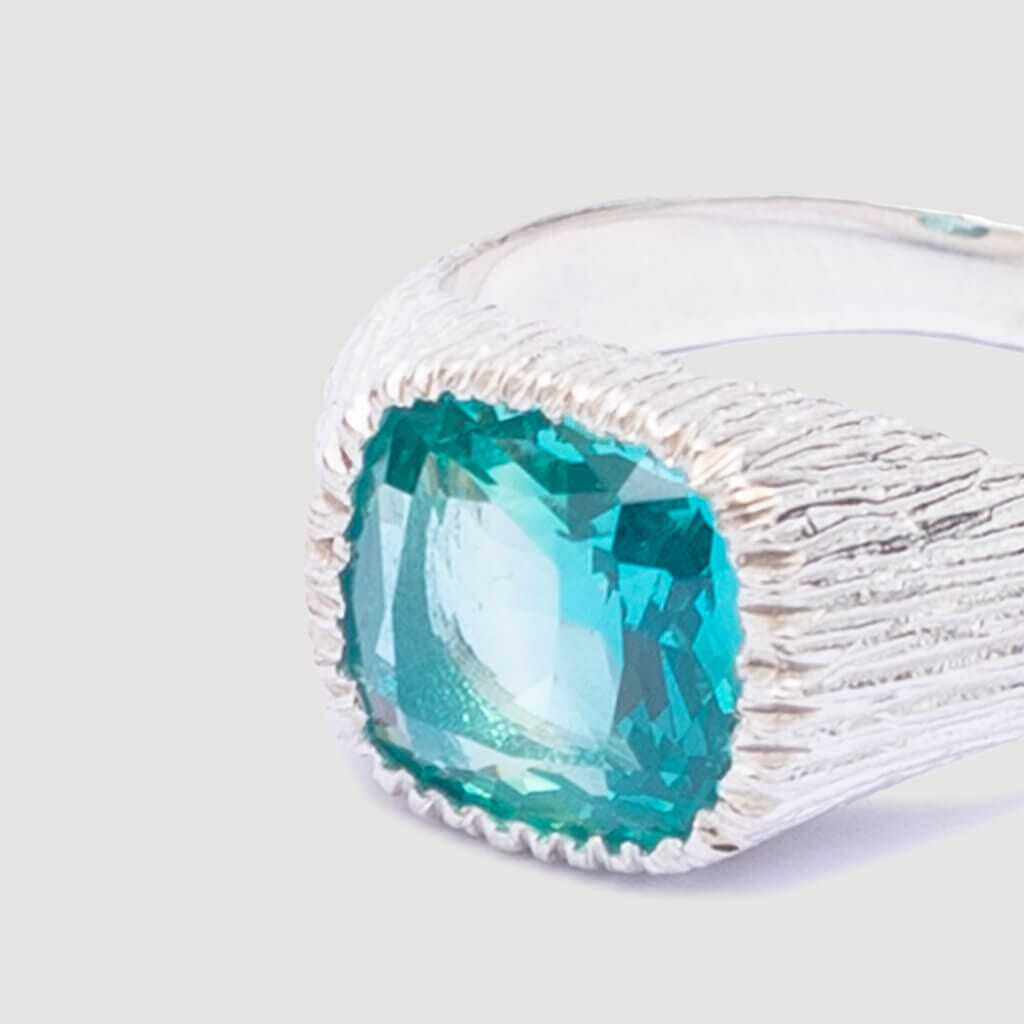 Teal Natures Smile Signet - Silver (925)