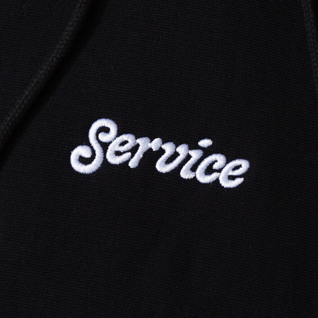 12OZ Service Embroidered Hoodie - Black