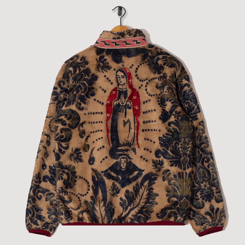 Virgin Mary Damask Fleece Zip Blouson - Beige